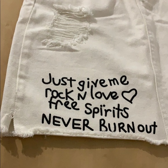 Ripped White Jean Mini Skirt - Picture 2 of 5